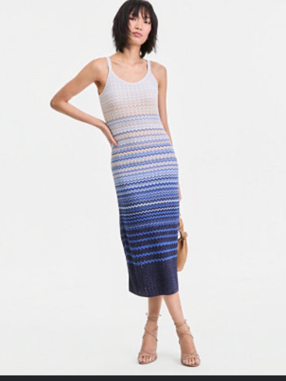 INC International Concepts White to Navy Ombre Sleeveless Midi Dress